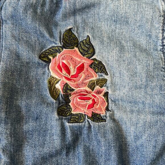 Hudson Girl’s Blue Lined Sift Jean Zip Up Embroidered Jacket Size‎ L - Picture 3 of 15
